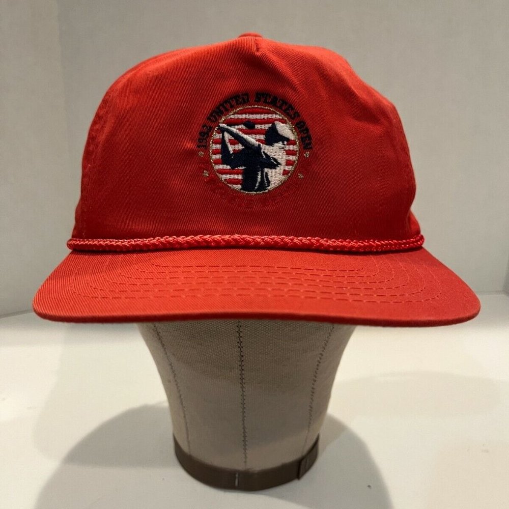 1992 US Open Pebble Beach Golf Hat Red Adjustable Corded Clean